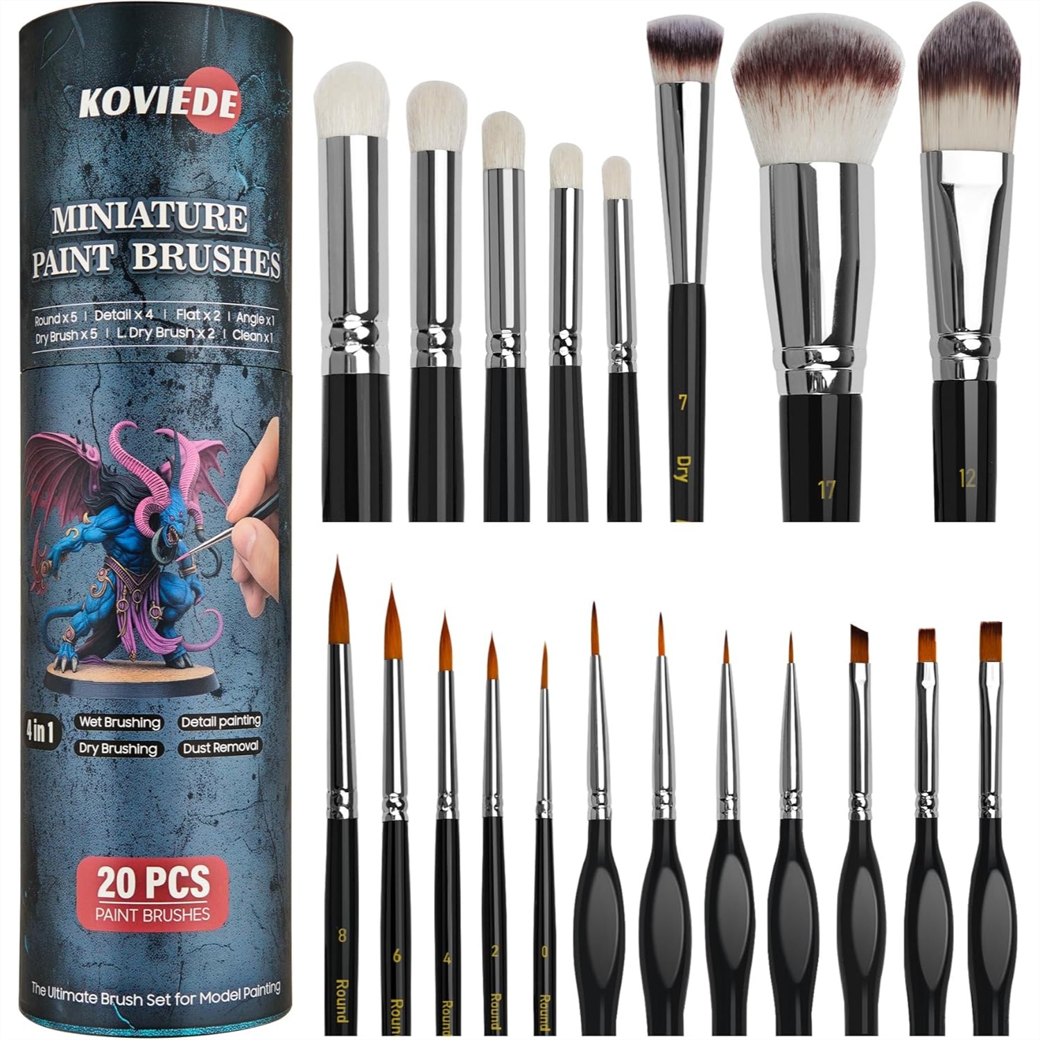 20Pcs Miniature Paint Brushes  - Detailing Brush Set บทวิจารณ์และราคา