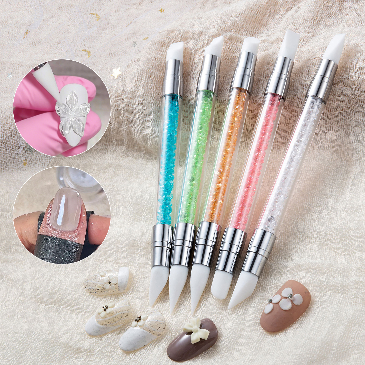 5PCS Double Head Silicone Nail - Wax Applicator Pad บทวิจารณ์และราคา