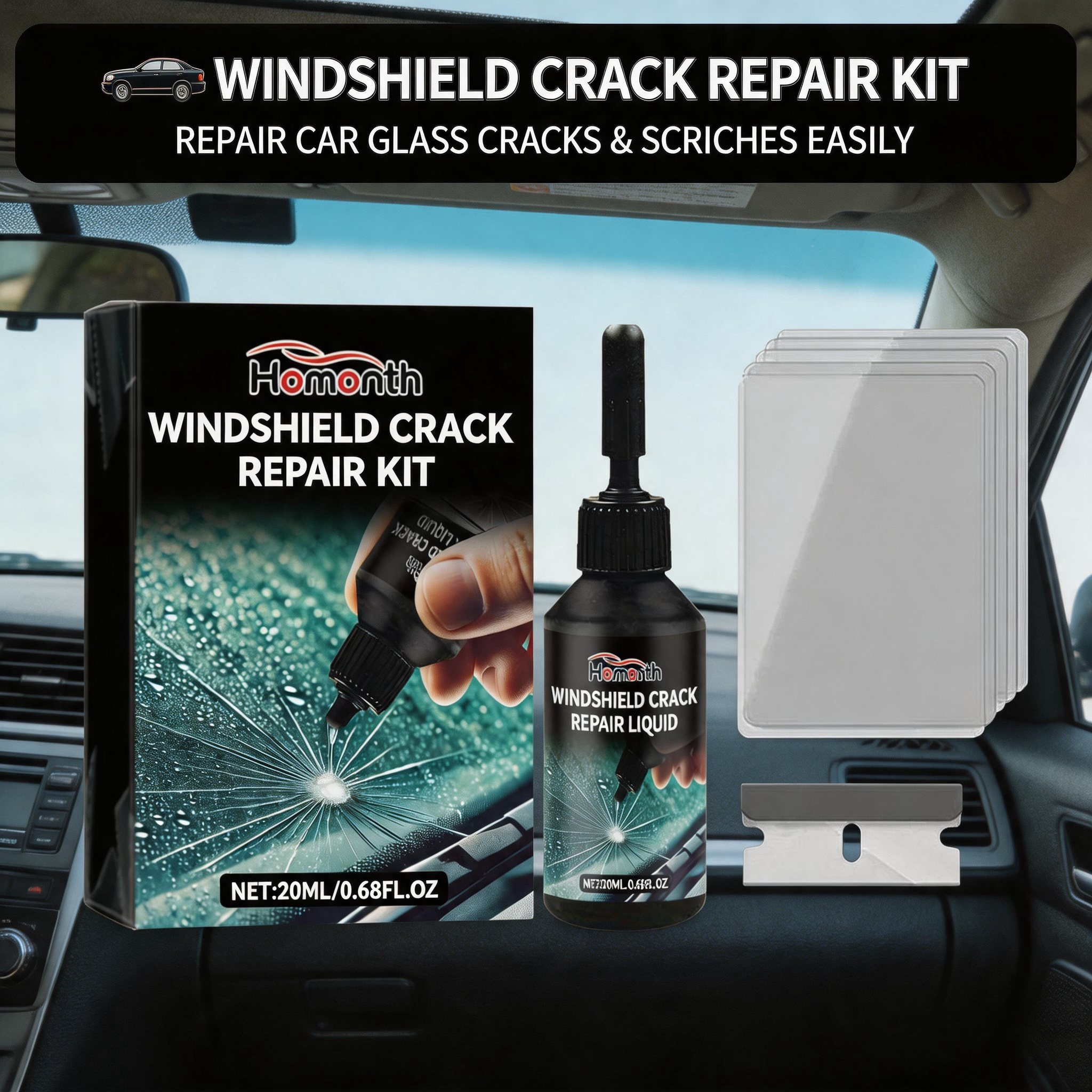 Car Glass Care Kit, Profession - Glass Cleaner Streak บทวิจารณ์และราคา