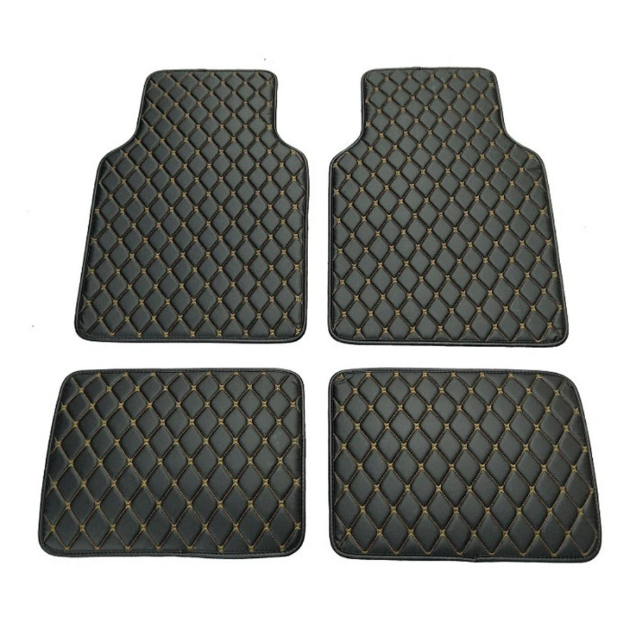 4pcs PU Leather Black Car Floo - Leather Cleaner Interior บทวิจารณ์และราคา